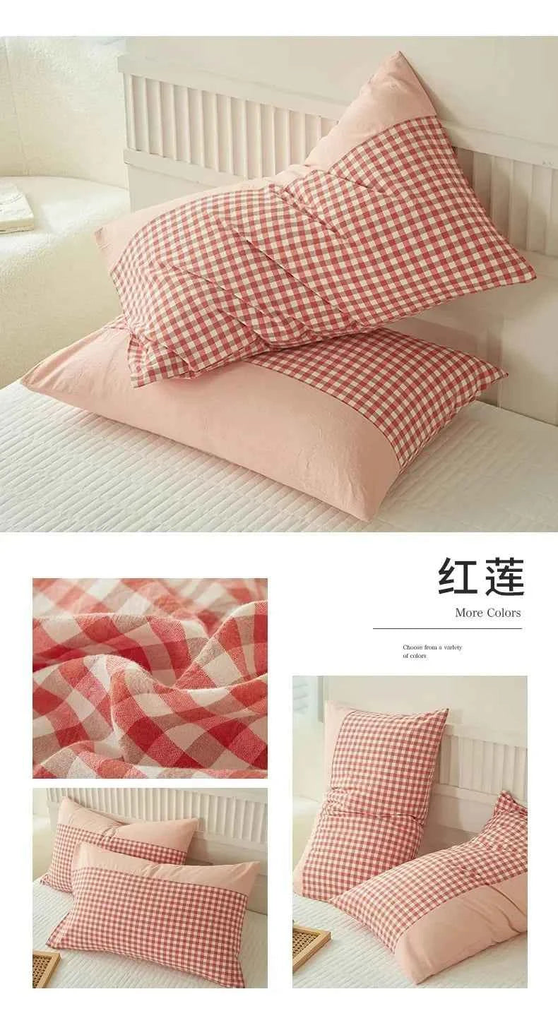 Pillowcase Envelope Style Plaid Couples Plain Ins 48x74cm 100% Pure Cotton Home Textile Household Bedroom Throw Pillow Case