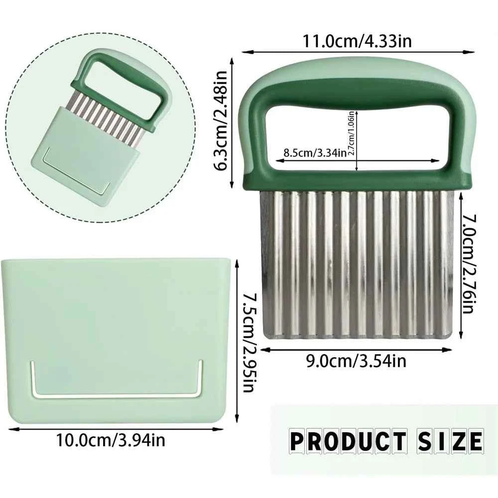 Stainless Steel Potato Chip Slicer Dough Vegetable Fruit Crinkle Wavy Kitchen Knife Cutter Chopper French Fry Maker Tools Gadget