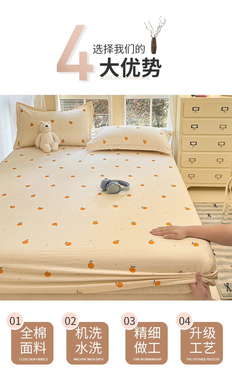 Fashion Flower Print Fitted Sheet, 100% Cotton