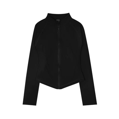 Women’s Zip-Up Sports Jacket — Seamless Long Sleeve Gym Activewear