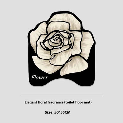 VIKAMA 1/3PCS Carpet French Premium Shaped Toilet Carpet Light Luxury Bathroom Toilet Absorbent Non-slip Cushion Home Decoration