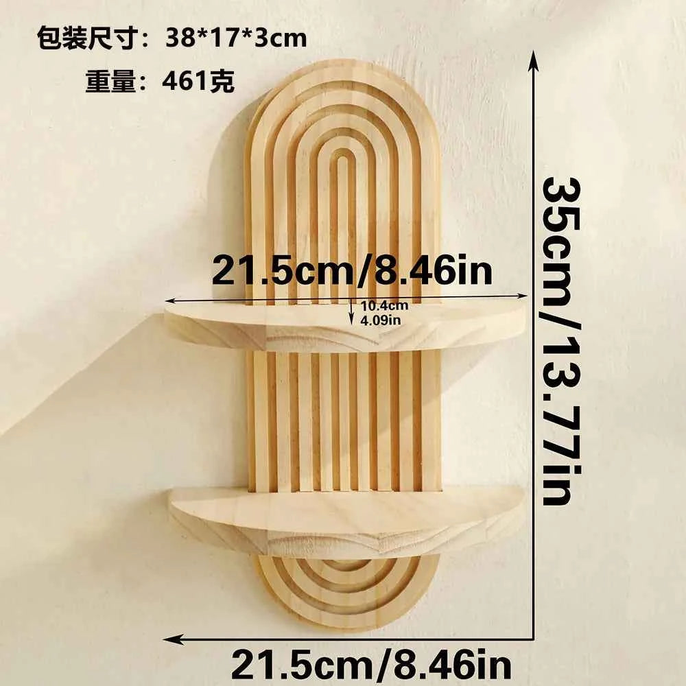 Bohemian Oval Thread Creative Solid Wood Wall Shelf  Wooden Crafts  Home And Living Room Decoration Hanging Decorations