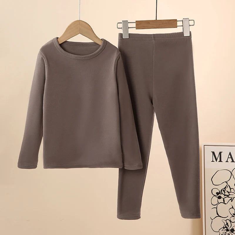2-Piece Children's Thermal Underwear Suit Boys' Autumn Clothes And Trousers Padded Cotton Sweater Girls' Casual Joker Home Cloth