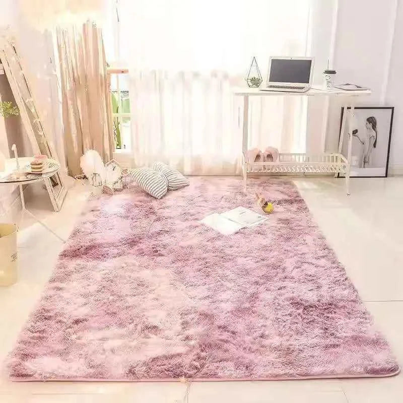 VIKAMA Tie-dyed Fluffy Carpets For Living Room Decor Bedside Rug Warm Plush Floor Mats Children's Room Play Mats Furry Carpet