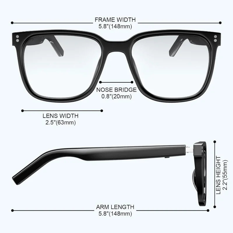 AI Translation Smart Glasses – 100+ Languages, Blue-Light Blocking, Magnetic Clip-On, 360° Stereo