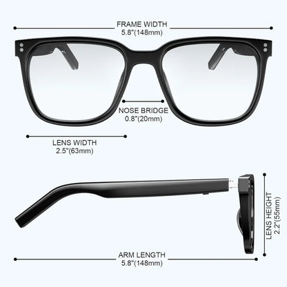 AI Translation Smart Glasses – 100+ Languages, Blue-Light Blocking, Magnetic Clip-On, 360° Stereo