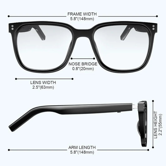 AI Translation Smart Glasses – 100+ Languages, Blue-Light Blocking, Magnetic Clip-On, 360° Stereo