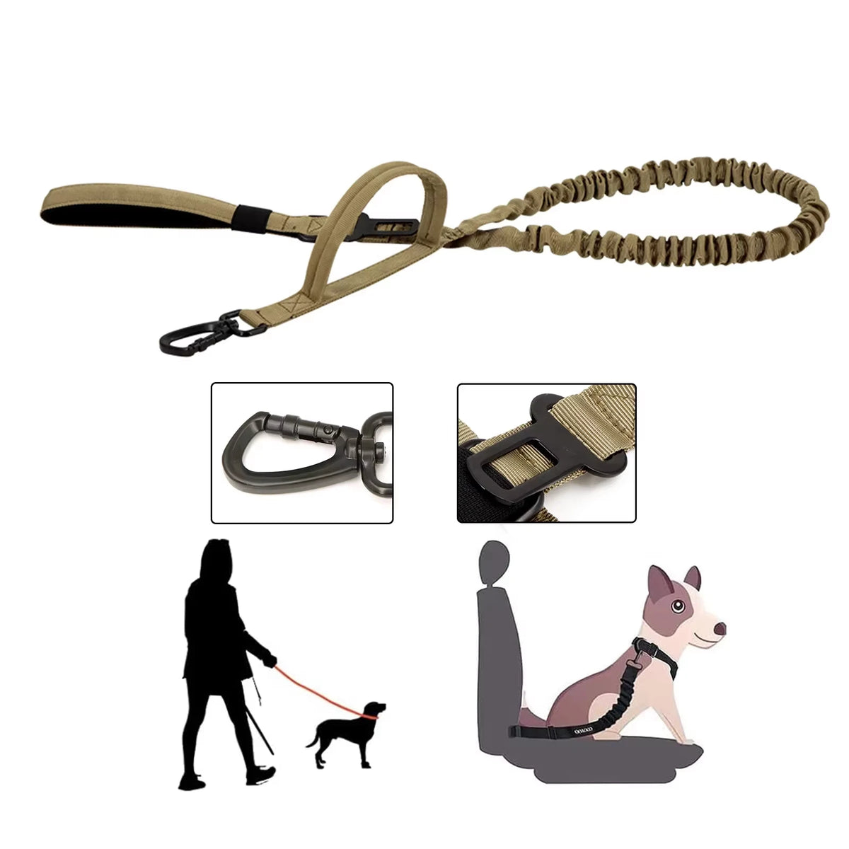 Tactical Dog Harness with Leash & Detachable Pouches