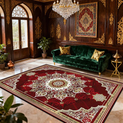 Persian American Retro Carpet Large Area Living Room Decoration Home Ethnic Style Bedroom Rug Cloakroom Lounge Soft Mat Washable