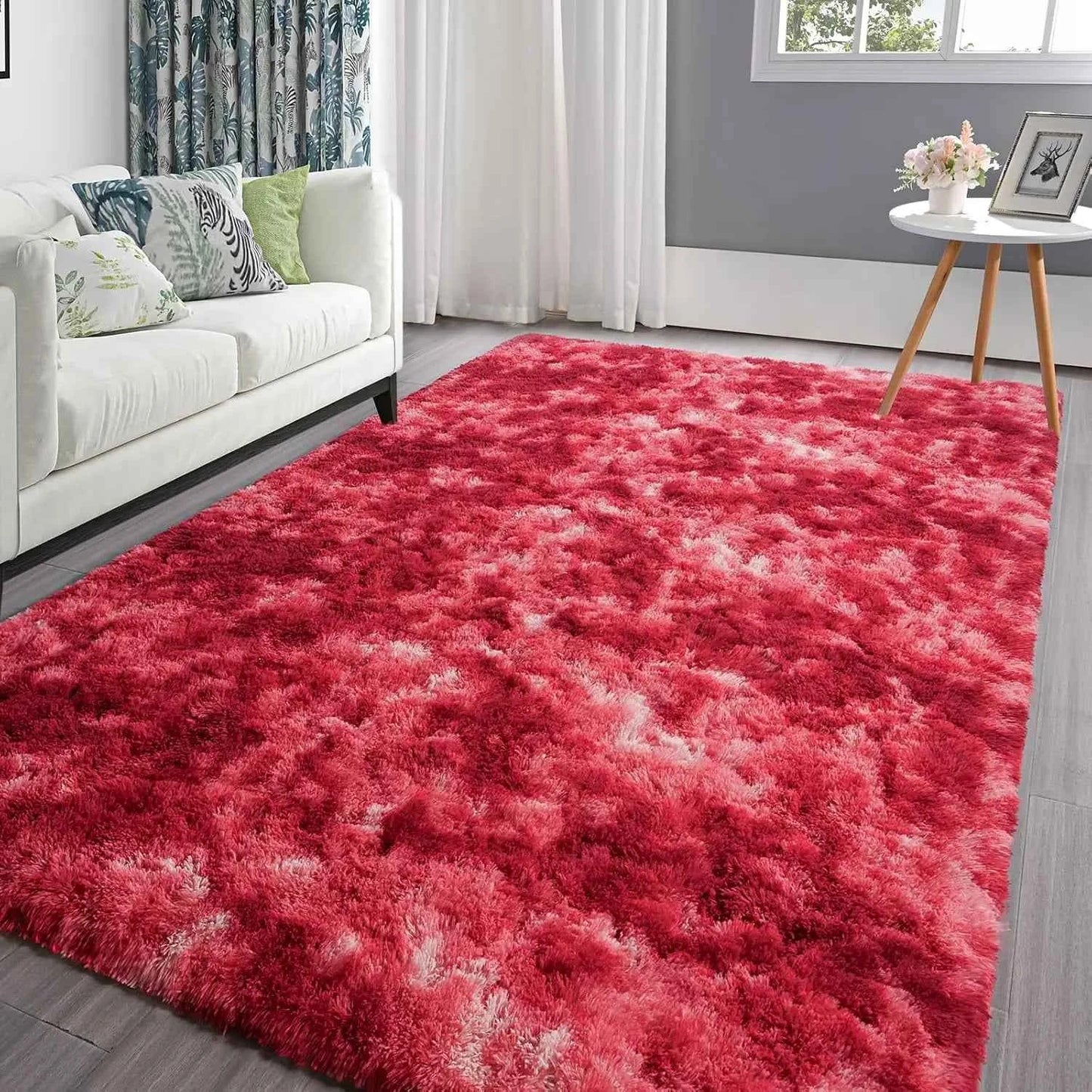 VIKAMA Plush Tie-Dye Carpet Living RoomHome Decor Children's Bedroom Fluffy Carpet Non-Slip Blanket Bedside Design Room Play Mat