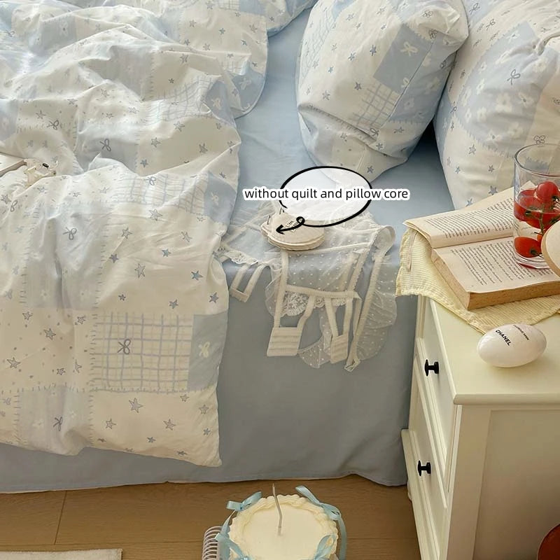3-Piece Blue Duvet Cover Set with 2 Pillowcases