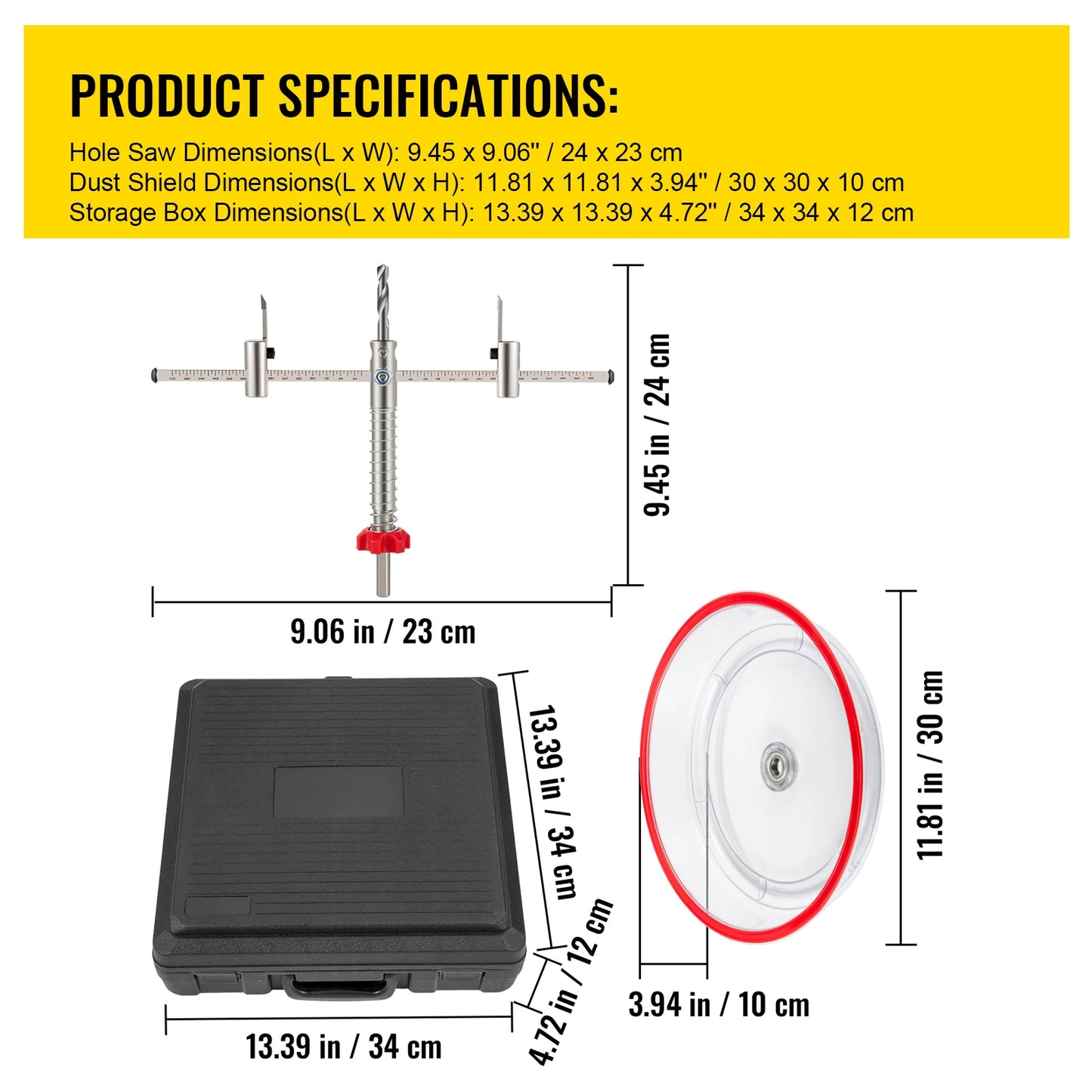 Adjustable Steel Hole Saw Cutter Kit 40-200mm with Shield Hole Cutter Drill Bit DIY Tool Sheetrock Veneer Slate