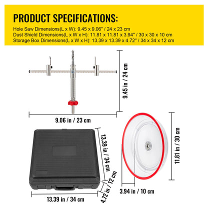 Adjustable Steel Hole Saw Cutter Kit 40-200mm with Shield Hole Cutter Drill Bit DIY Tool Sheetrock Veneer Slate