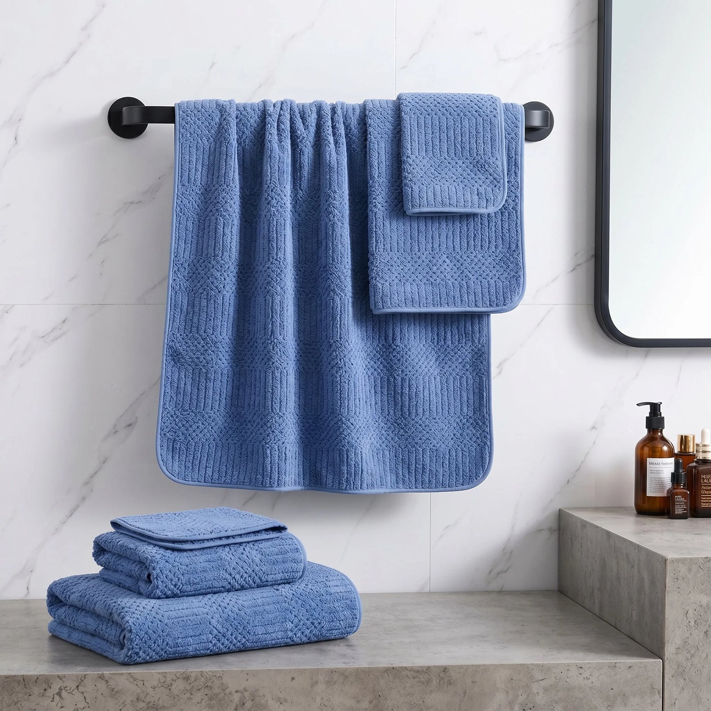 10-Piece Towel Set, 2 Bath Towels + 2 Hand Towels + 6 Face Towels, Coral