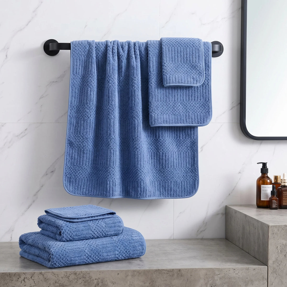 10-Piece Towel Set, 2 Bath Towels + 2 Hand Towels + 6 Face Towels, Coral