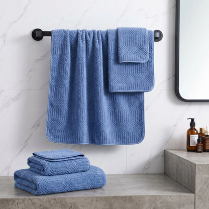 10-Piece Towel Set, 2 Bath Towels + 2 Hand Towels + 6 Face Towels, Coral