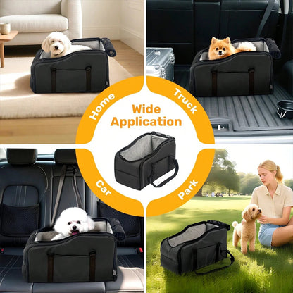 Portable Pet Car Seat with Safety Leash, Up to 12 lbs