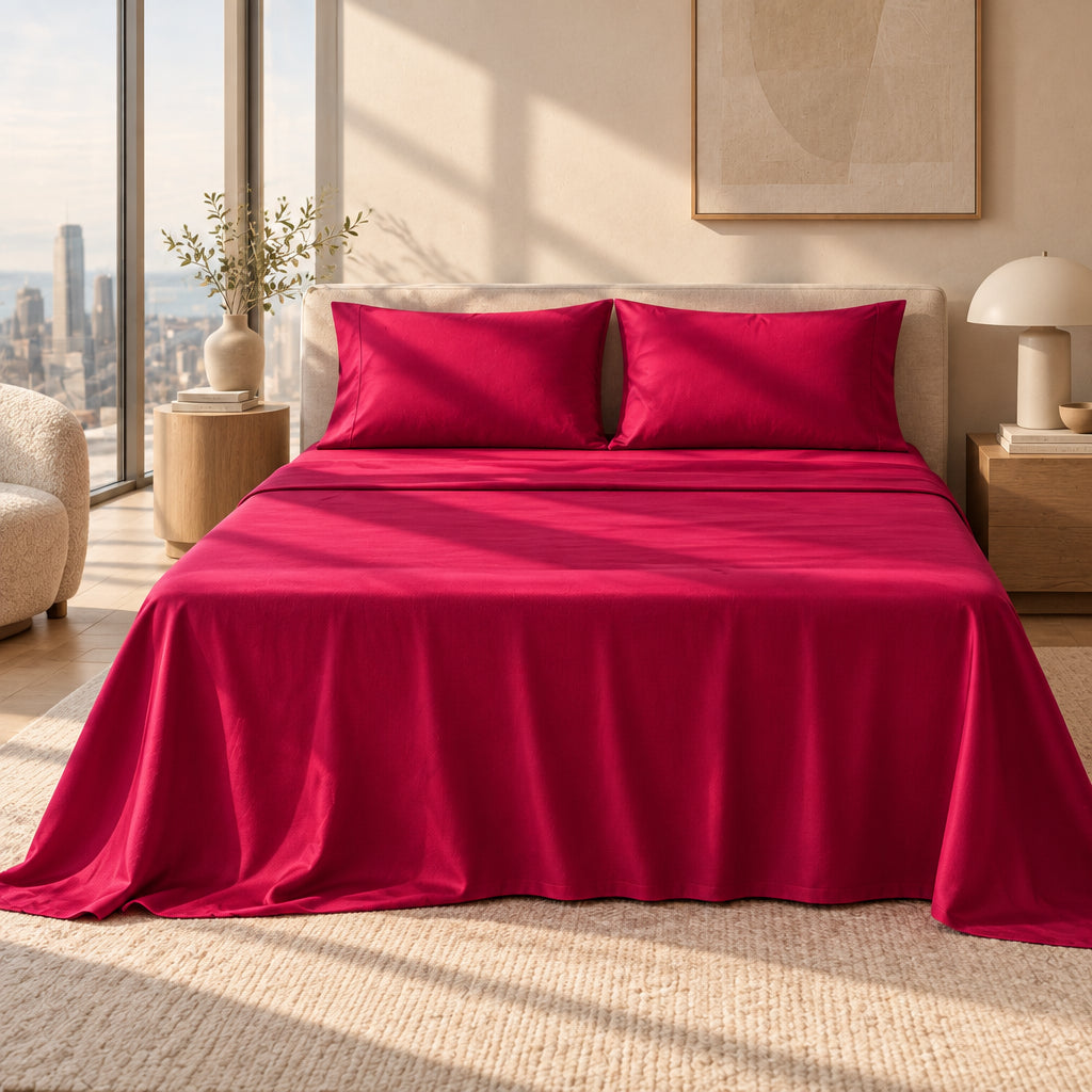 Cooling Satin-Look Flat Sheet | Solid Color Bedding