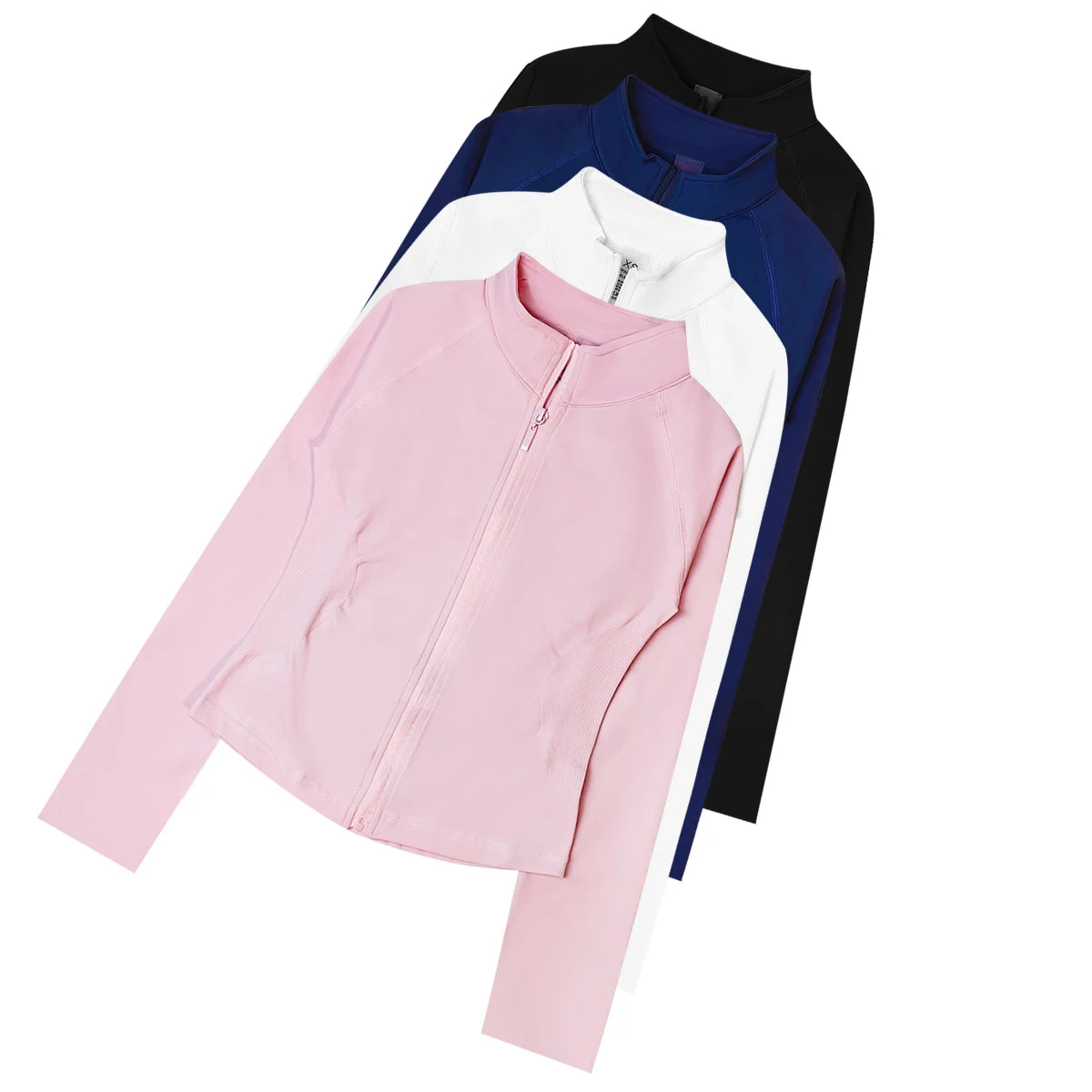 Women’s Zip-Up Sports Jacket — Seamless Long Sleeve Gym Activewear
