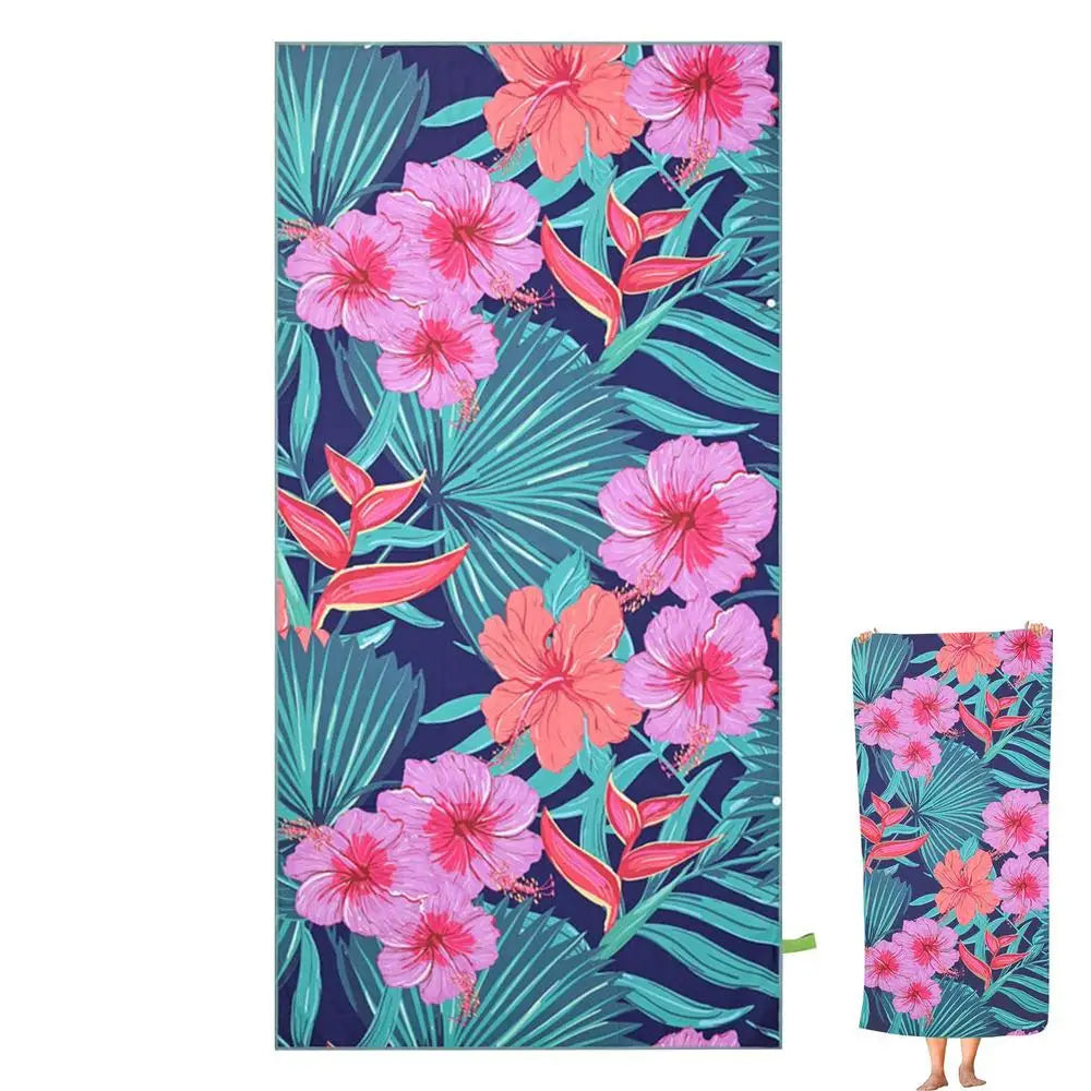 Microfiber Camping Towel 59 X 27.5 Inch Sand Proof Swimming Pool