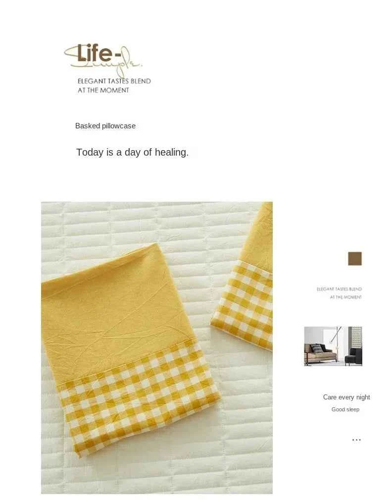 Pillowcase Envelope Style Plaid Couples Plain Ins 48x74cm 100% Pure Cotton Home Textile Household Bedroom Throw Pillow Case