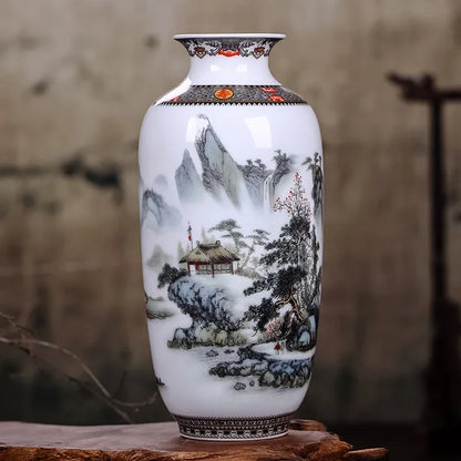 Jingdezhen Ceramic Vase — Vintage Chinese Traditional Animal Design Fine Porcelain Home Decor