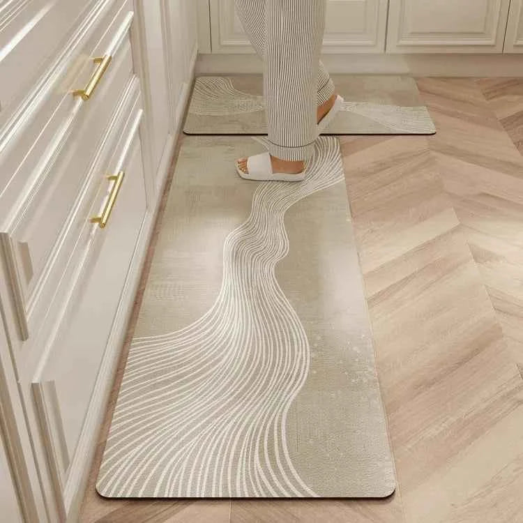 Carpet for Kitchen Waterproof Floor Mat Beige Carpets Pvc Leather Non-slip Oil-proof Long Foot Mats Home Decoration Rug Balcony