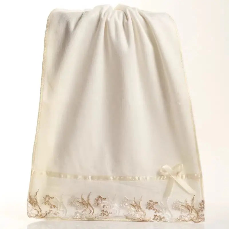 Lace Embroidered Bath Towel Set Microfiber for Adults Colourful Tree