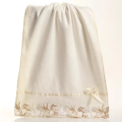 Lace Embroidered Bath Towel Set Microfiber for Adults Colourful Tree