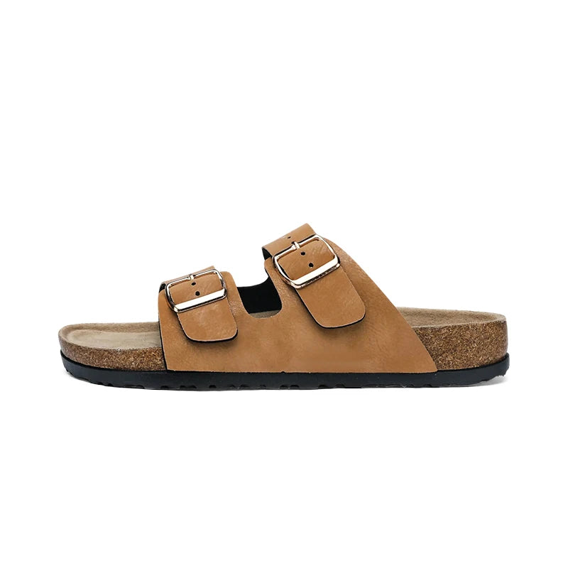 Plus Big Size 49 50 51 Cork Slippers Adjustable Double Buckle Sandals Clogs Artificial Leather Men Women Summer Casual Shoes