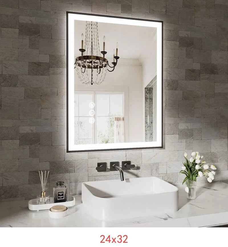 72x36 Inch Frameless Smart LED Bathroom Mirror with Touch Control and Anti-Fog Feature