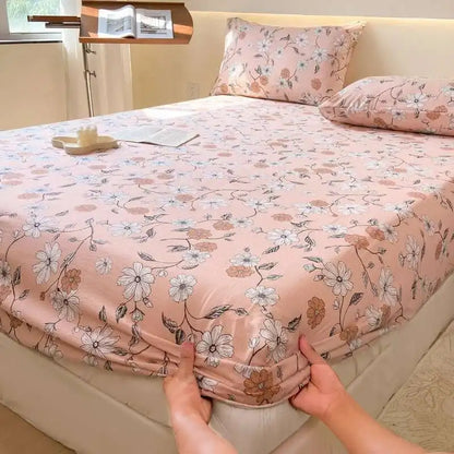 Floral Print Fitted Sheet, Elastic Edge, Queen/King