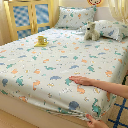 Kawaii Dinosaur Fitted Sheet | Kids Mattress Cover