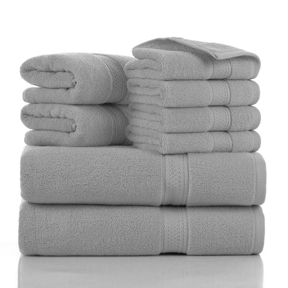 Towels 8 Piece Majestic Plush Luxury Towel Set, Cotton, Grey | Majestic - Bath Towel Set