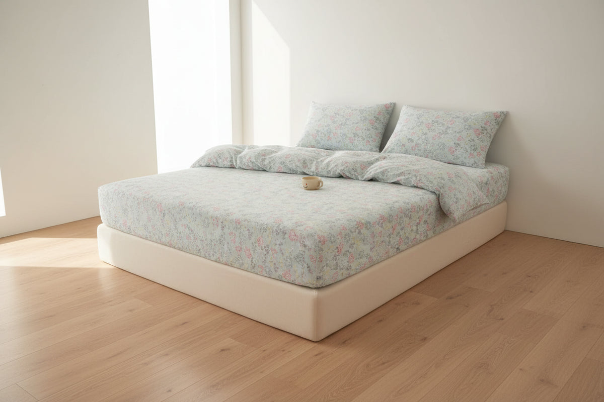Purple Floral Fitted Bed Sheet | Single, Queen, King