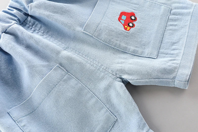 Baby Boys Polo Shirt & Denim Shorts 2-Piece Set
