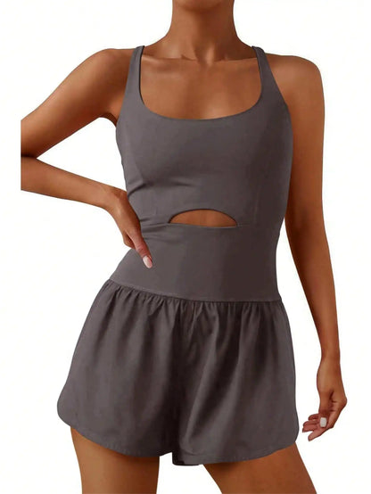 Women’s Sleeveless Gym Jumpsuit — Athletic Yoga & Running Romper