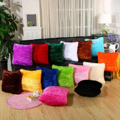 Soft Faux Fur Pillows Case Plush Cushion Cover Pink Blue Purple Warm Living Room Bedroom Sofa Decorative Pillows Cover 40*40cm