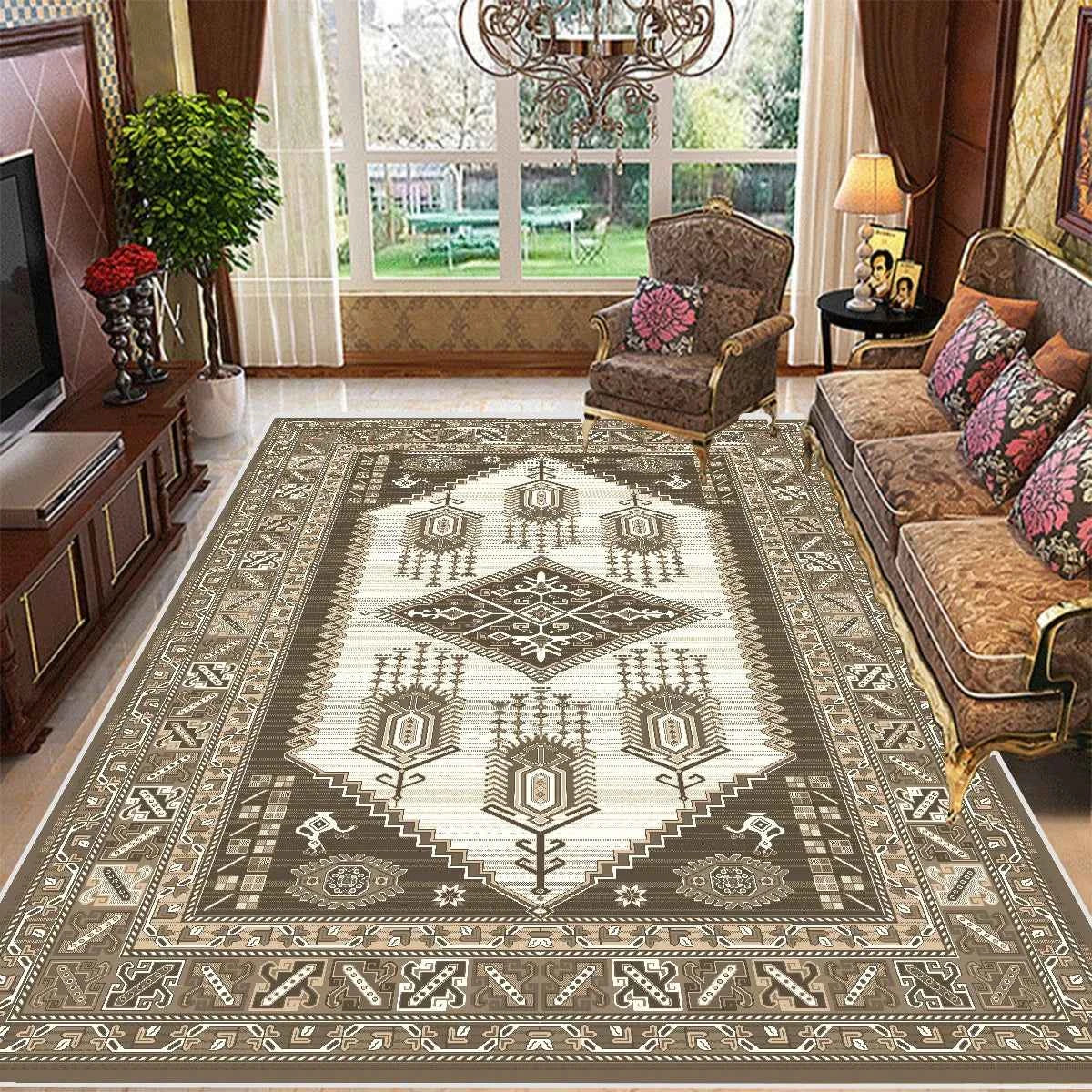 Retro Bohemian Persian Style Carpet for Living Room Comfortable Soft Non-slip Bedroom Rugs Classical Entrance Door Mat Washable