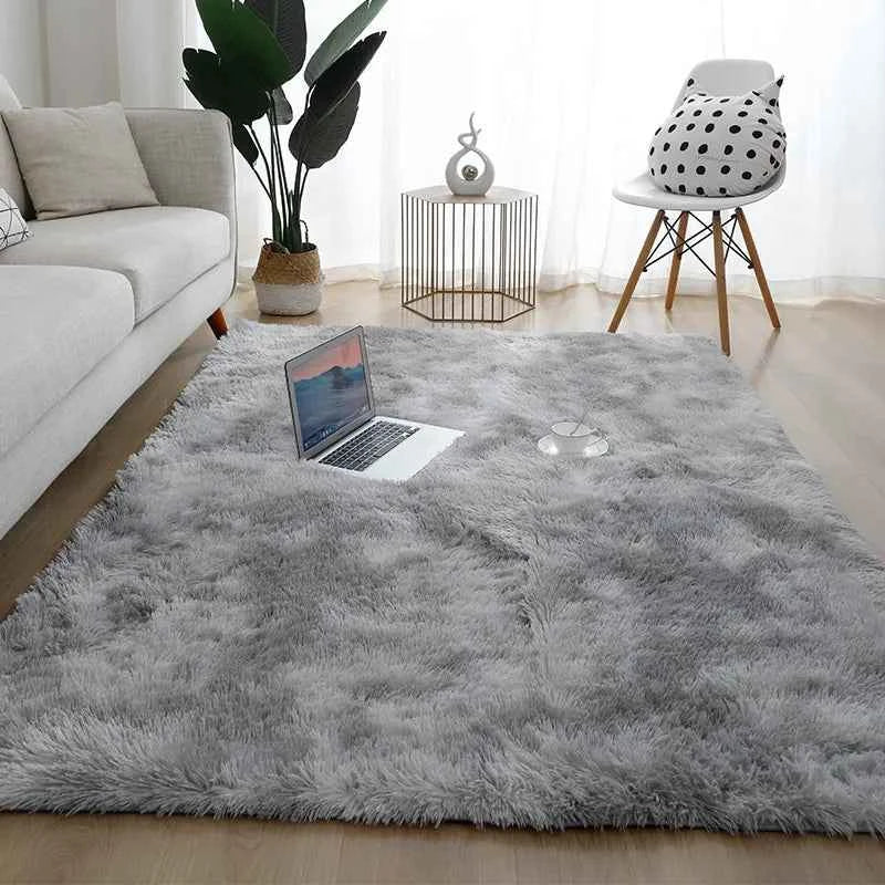 Machine Washable Upgrade Rugs for Bedroom, Grey, Fluffy Shaggy Soft Area Rug, Gray Non-Slip Indoor Floor Carpet for everywhere