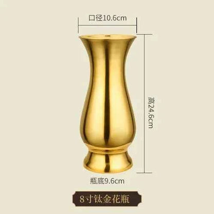 Stainless steel golden vase ceramic vase Buddhist hall and Buddhist utensils Offering Buddha Vase living room home decoration