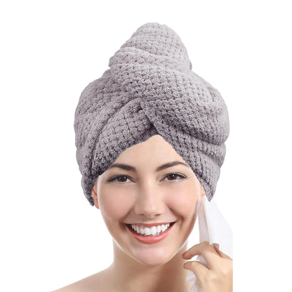 Solid color hair towel Textured dry hair cap 9.8 "X 25.5" absorbent hair