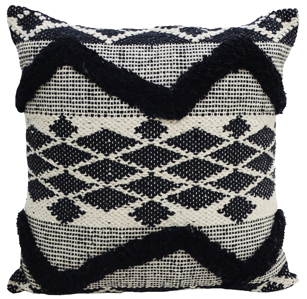 Coussin décoratif touffeté à chevrons 50x50 cm pour canapé