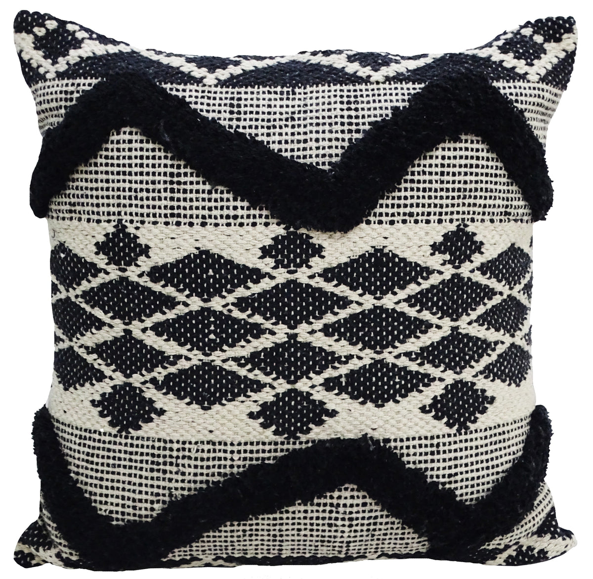 Coussin décoratif touffeté à chevrons 50x50 cm pour canapé
