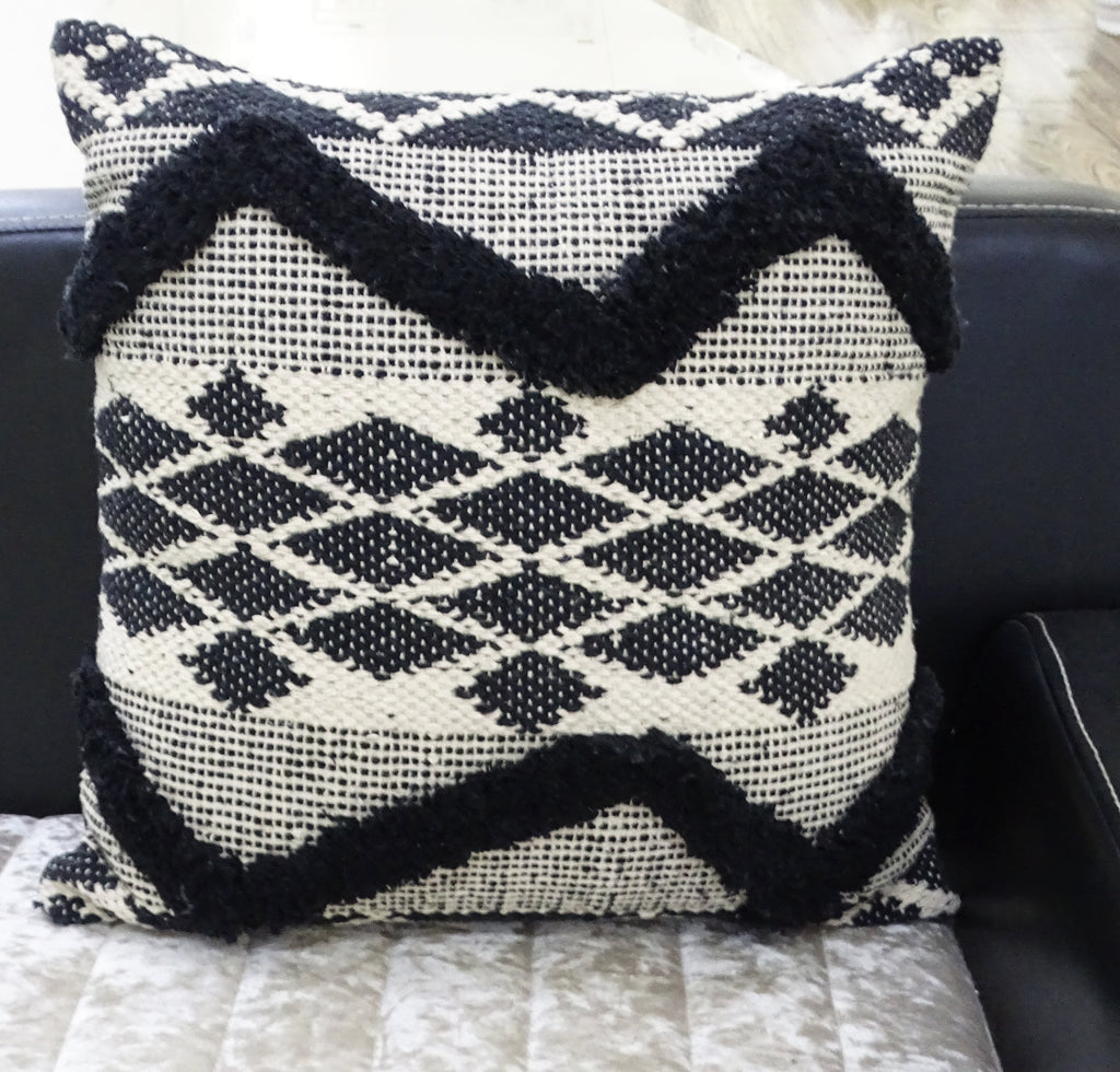 Coussin décoratif touffeté à chevrons 50x50 cm pour canapé