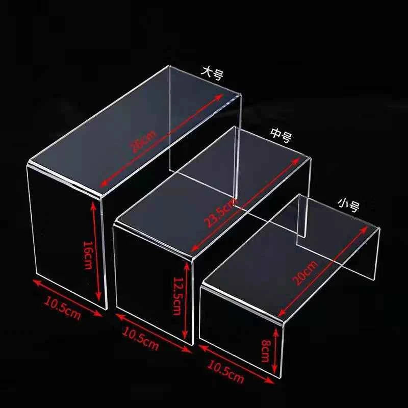U Shape Acrylic Display Riser Stand, Clear Jewelry Display Riser Shelf Showcase For Dessert Cupcake Shoes Anime Figure Display