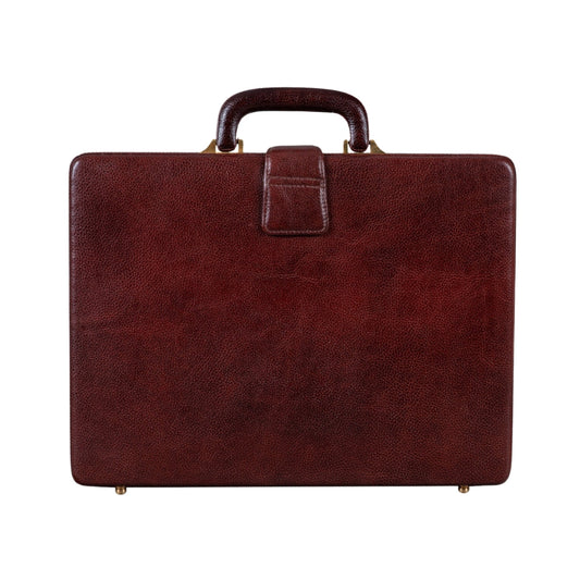 Attaché-case en cuir pour homme Executive Marron/Rouge cerise