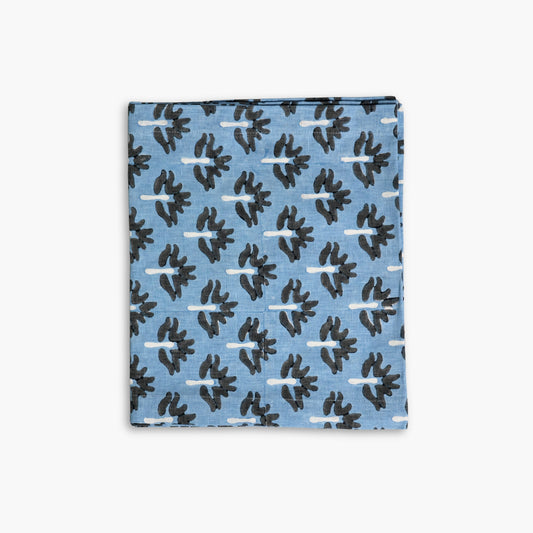 Chemin de table en lin Zeenat - Bleu acier