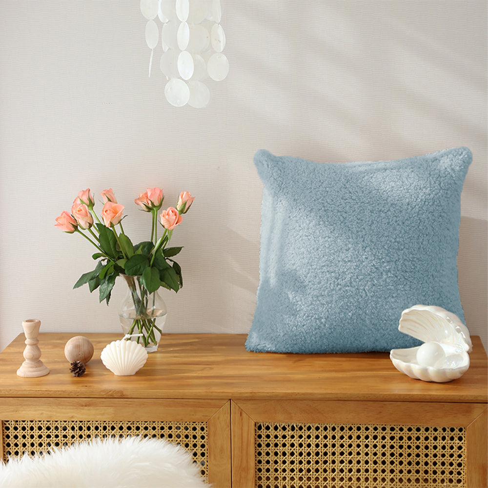 18"x18" Teddy Faux Fluffy Solid Color FULL set of Throw Pillow (With  Insert)
