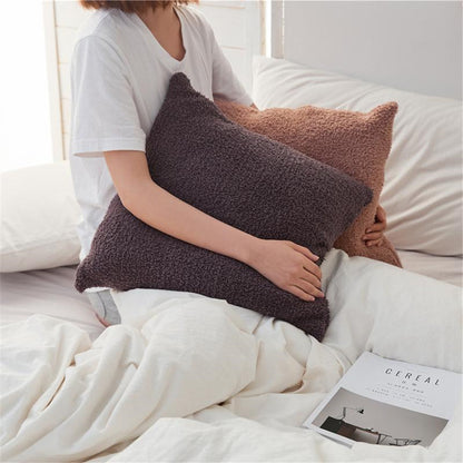 18"x18" Teddy Faux Fluffy Solid Color FULL set of Throw Pillow (With  Insert)